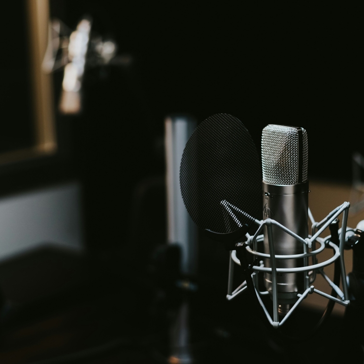 Condenser microphone in a studio