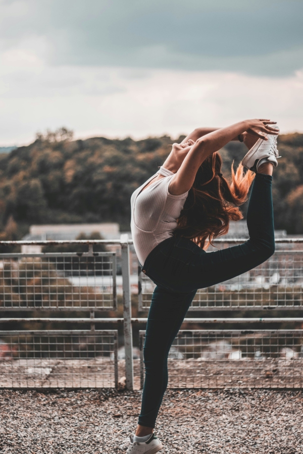Woman making stunts