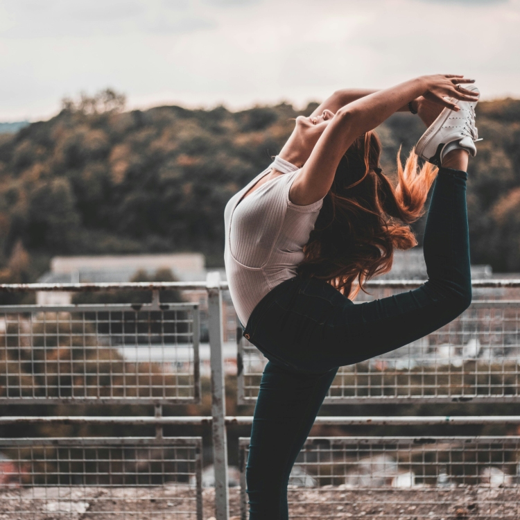 Woman making stunts