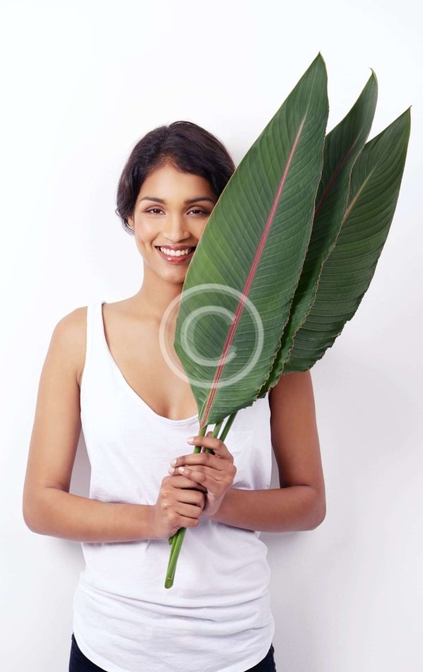 Woman with Leaves - stock image